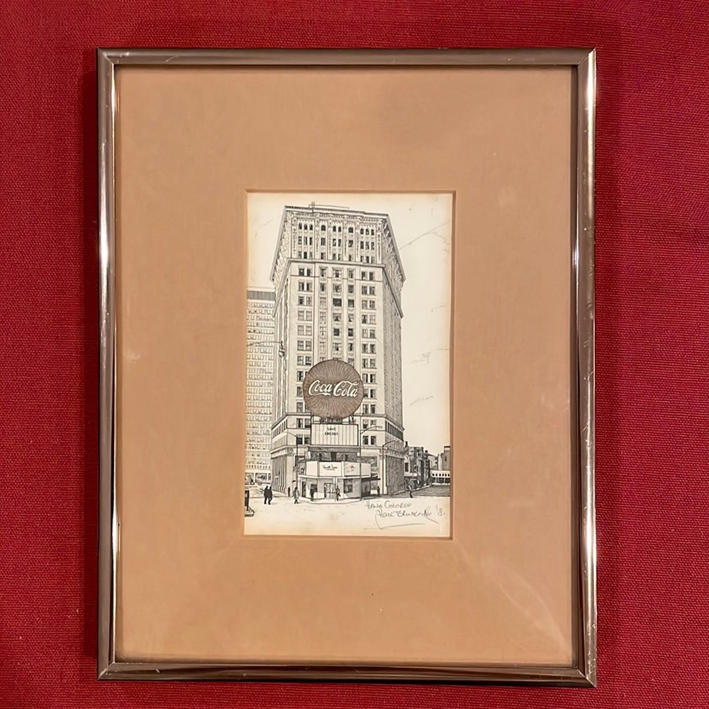 Vtg Henk Brinkman 1981 Signed Lithograph of Coca Cola marquis